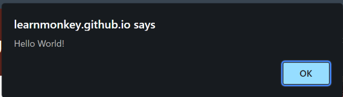 An example of a JavaScript alert