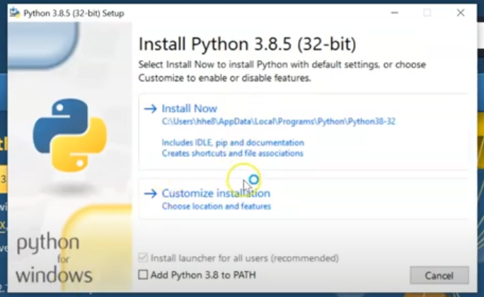 Python is installing...